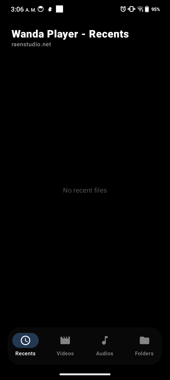 Wanda Player Android mostrando la pantalla de recientes